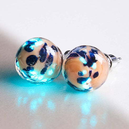 Blaubeer-Cobbler | 925er Sterlingsilber | Glühwürmchen-Glas-Ohrstecker